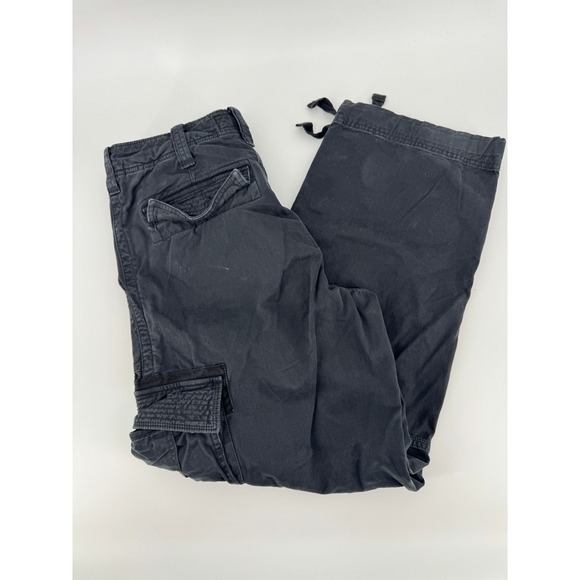 Abercrombie & Fitch Mens Ultra Baggy Cargo Pants Black 30x32 PARATROOPER Wide - Picture 1 of 16